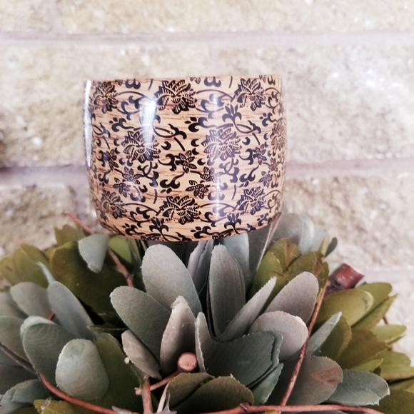 Floral Woodgrain Look "Rustic Boho "Bracelet - Picture 2 of 10